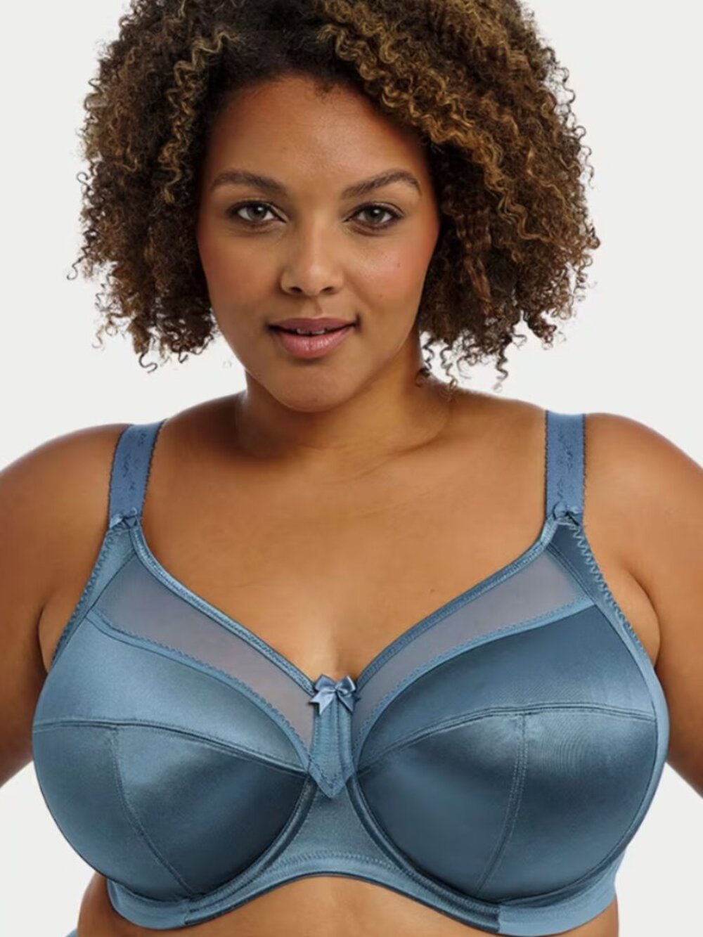 NWT Goddess Keira Satin Side Support Underwire Bra Blue Plus Size 44DD